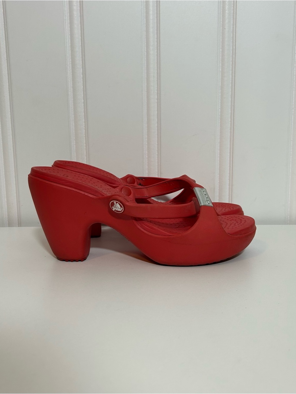 Crocs Cyprus Women's Red Heeled Clog Sandals